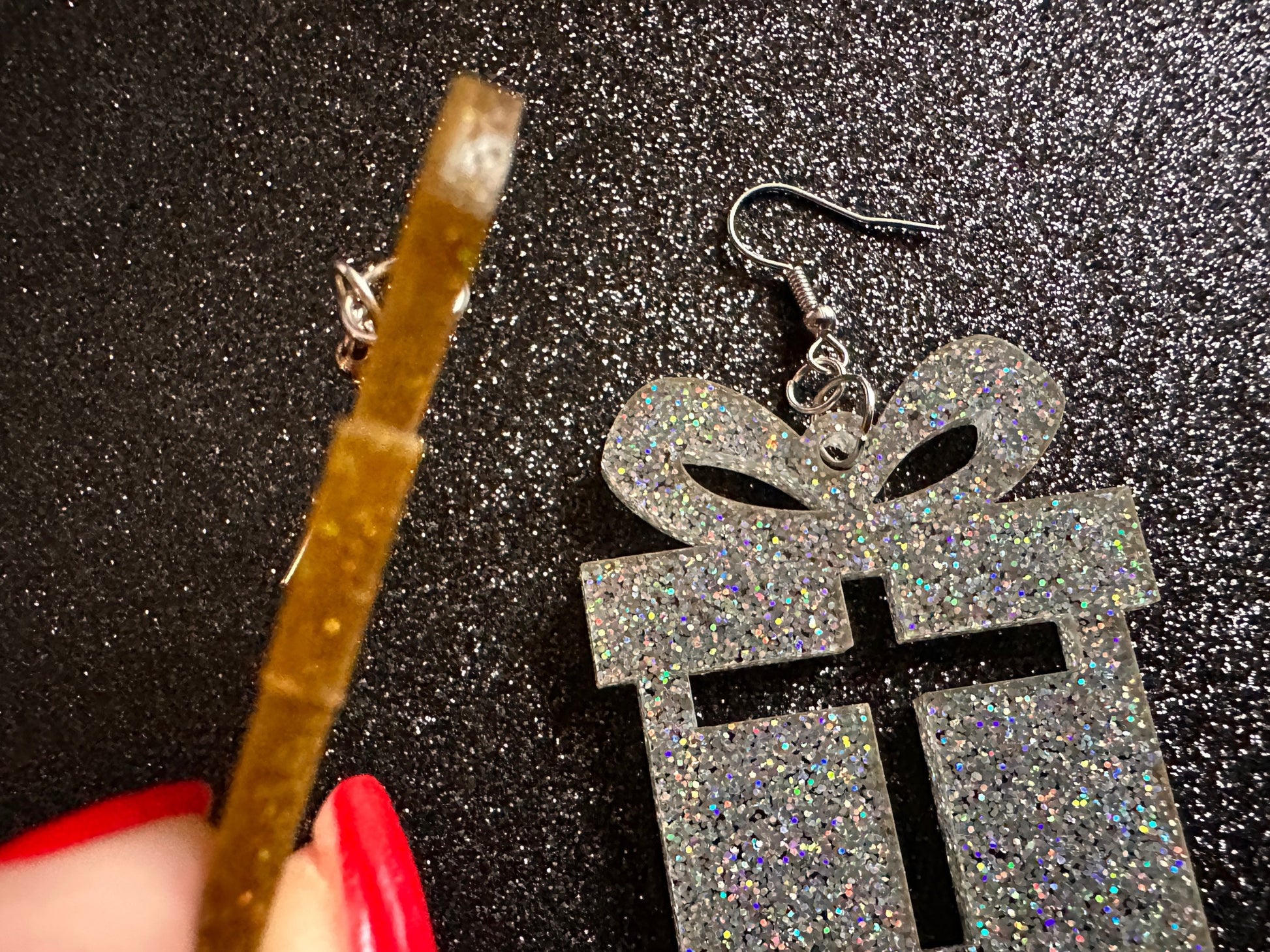 Glittery Christmas Present Earrings: Laser Cut Acrylic Presents, Xmas, X-mas, Sparkly Shiny Gift, Birthday, Gifts for Her/Him/Them