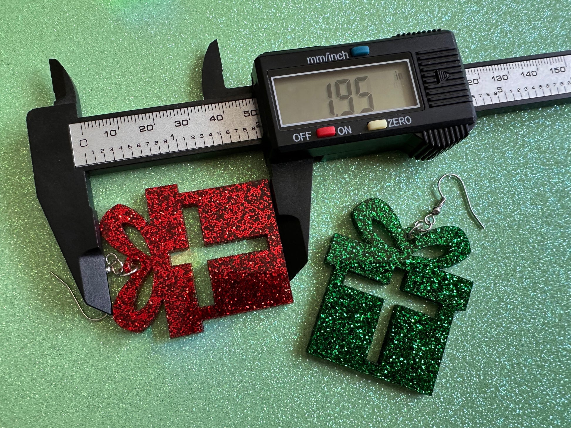Glittery Christmas Present Earrings: Laser Cut Acrylic Presents, Xmas, X-mas, Sparkly Shiny Gift, Birthday, Gifts for Her/Him/Them