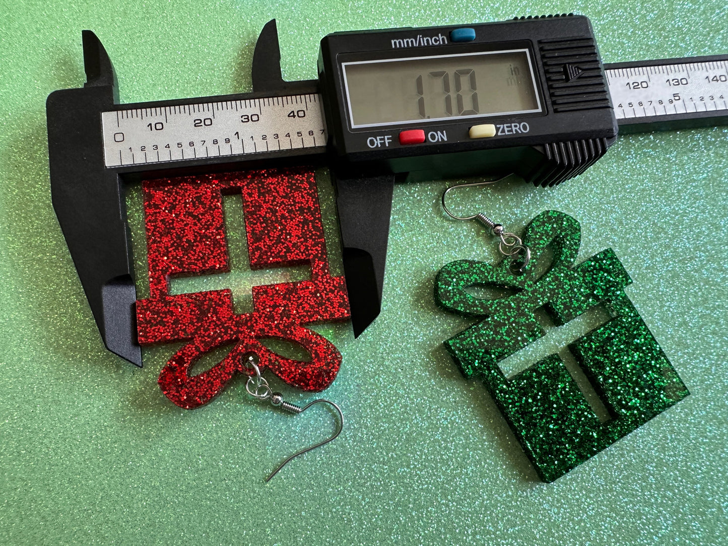 Glittery Christmas Present Earrings: Laser Cut Acrylic Presents, Xmas, X-mas, Sparkly Shiny Gift, Birthday, Gifts for Her/Him/Them