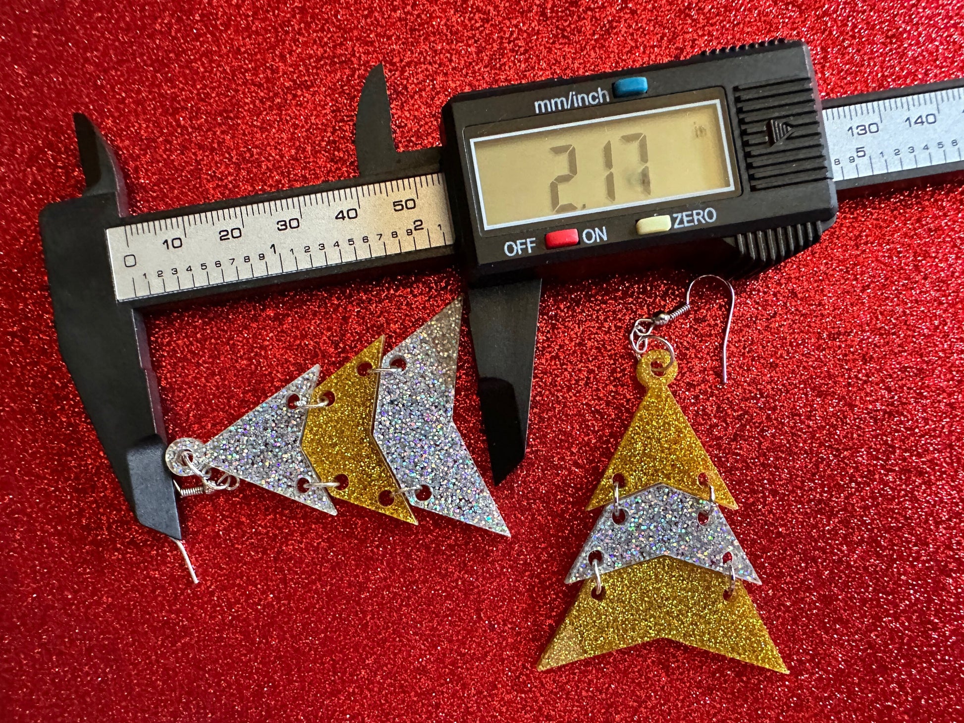 Glittery Christmas Tree Earrings: Laser Cut Acrylic Trees, Green Earrings, Xmas, Winter, Gifts for Her/Him/Them
