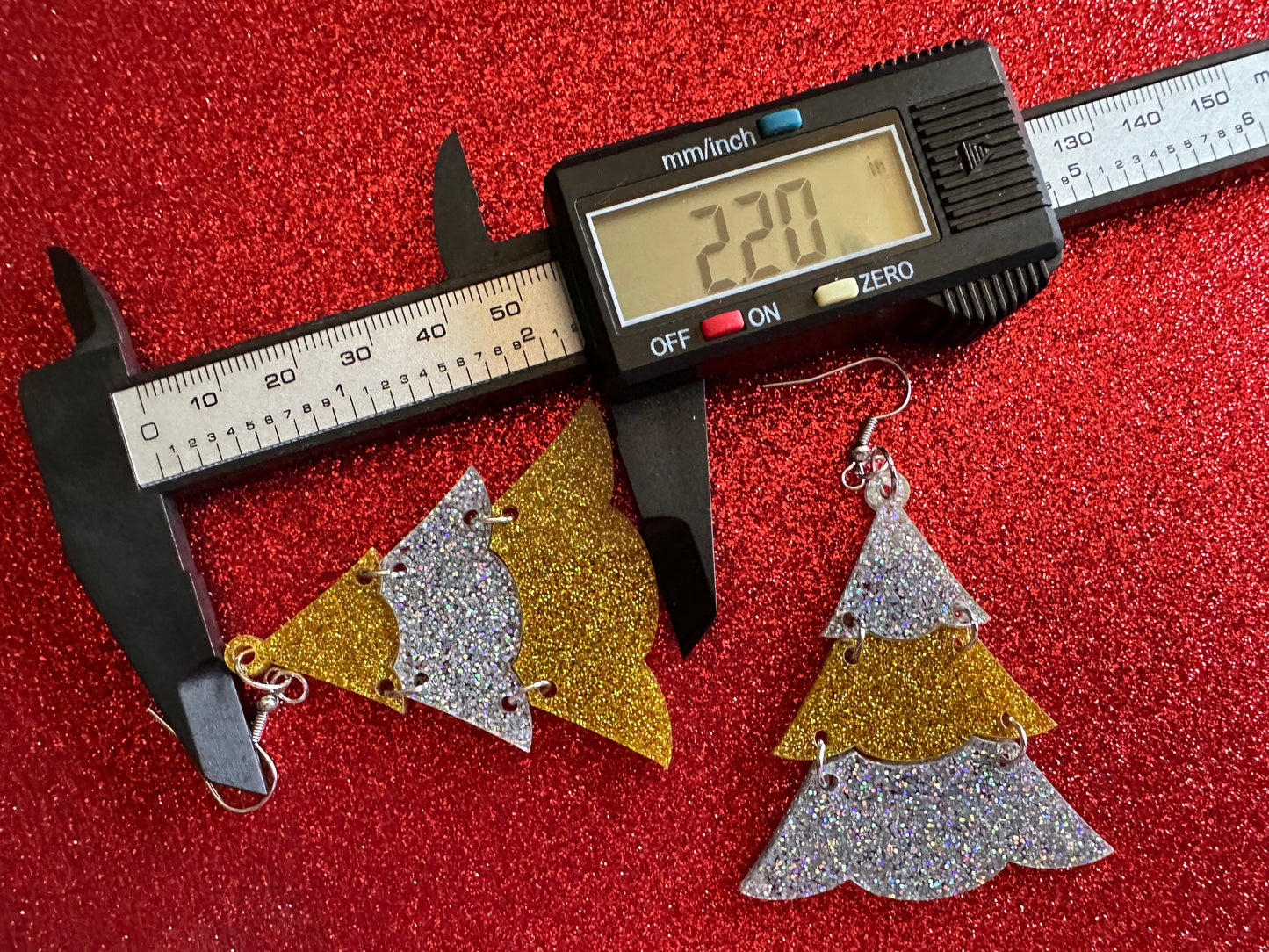 Glittery Christmas Tree Earrings: Laser Cut Acrylic Trees, Green Earrings, Xmas, X-mas, Winter, Best Gifts for Her/Him/Them