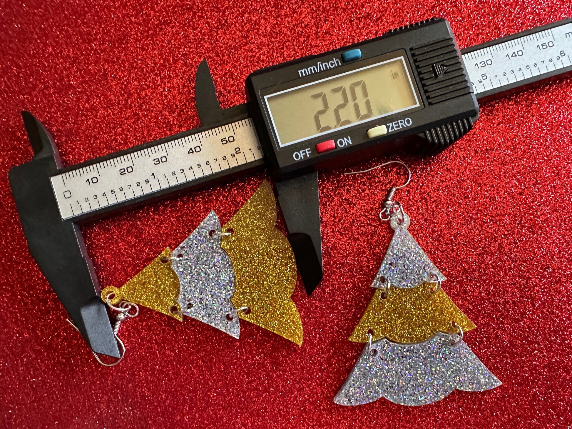 Glittery Christmas Tree Earrings: Laser Cut Acrylic Trees, Green Earrings, Xmas, X-mas, Winter, Best Gifts for Her/Him/Them