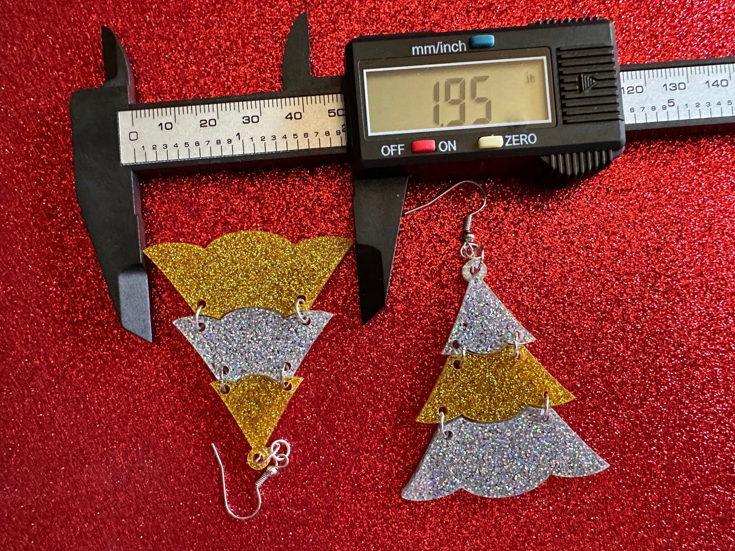 Glittery Christmas Tree Earrings: Laser Cut Acrylic Trees, Green Earrings, Xmas, X-mas, Winter, Best Gifts for Her/Him/Them