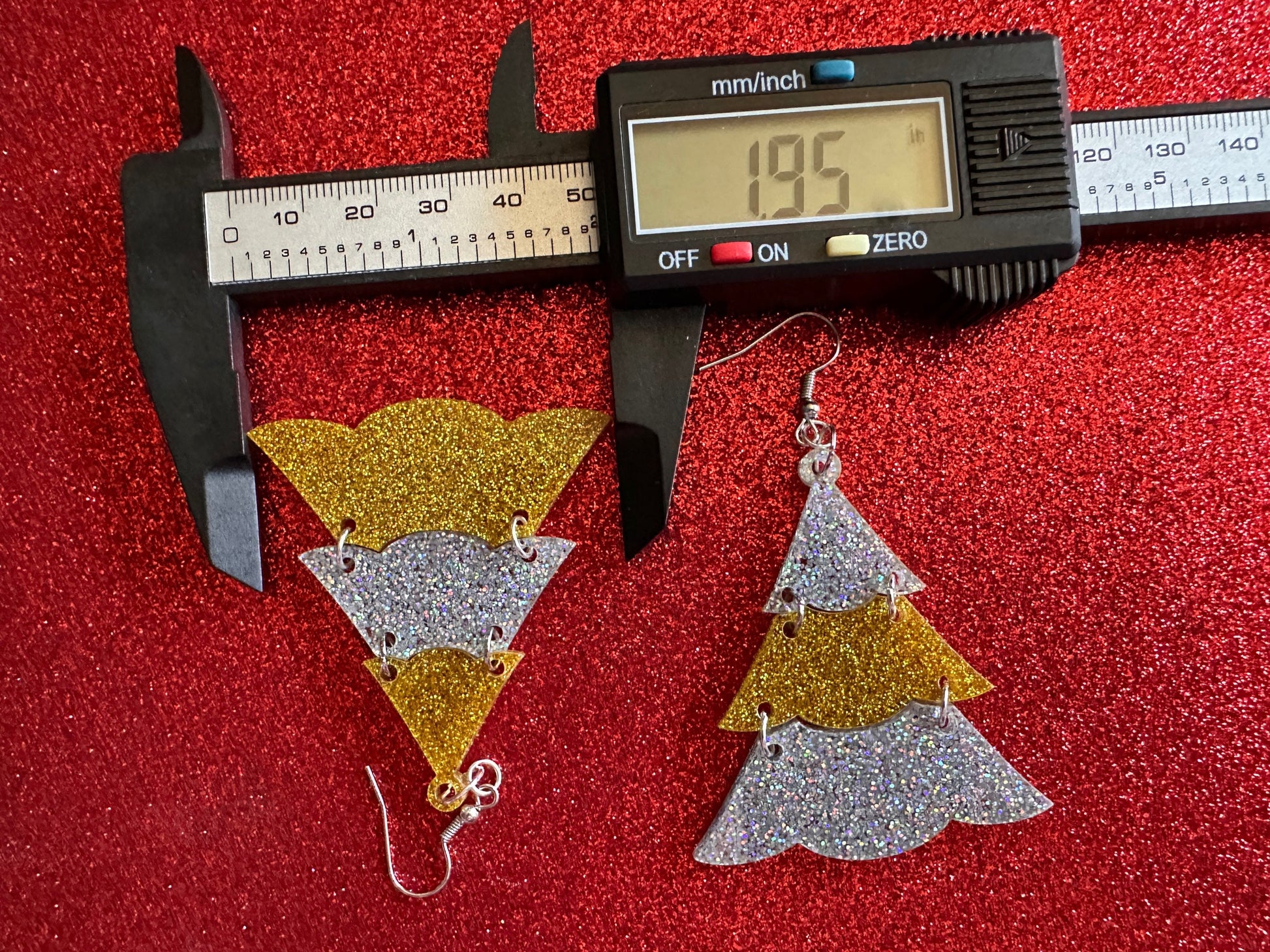 Glittery Christmas Tree Earrings: Laser Cut Acrylic Trees, Green Earrings, Xmas, X-mas, Winter, Best Gifts for Her/Him/Them