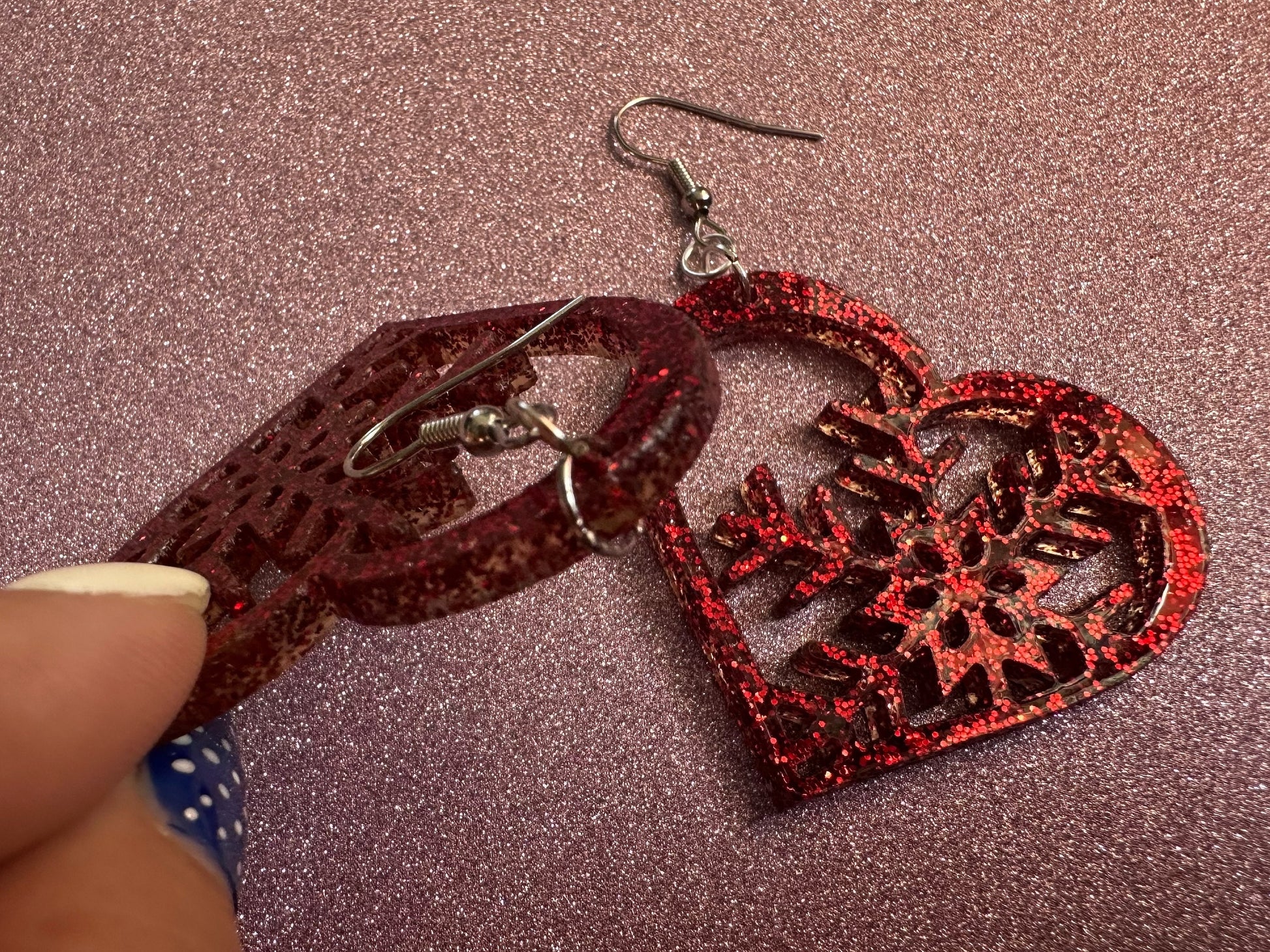Glittery Heart Snowflake Earrings: Laser Cut Acrylic Snowflakes, Hearts, Stormy Weather, Snowing, Love Snow, Winter, Gifts for Her/Him/Them