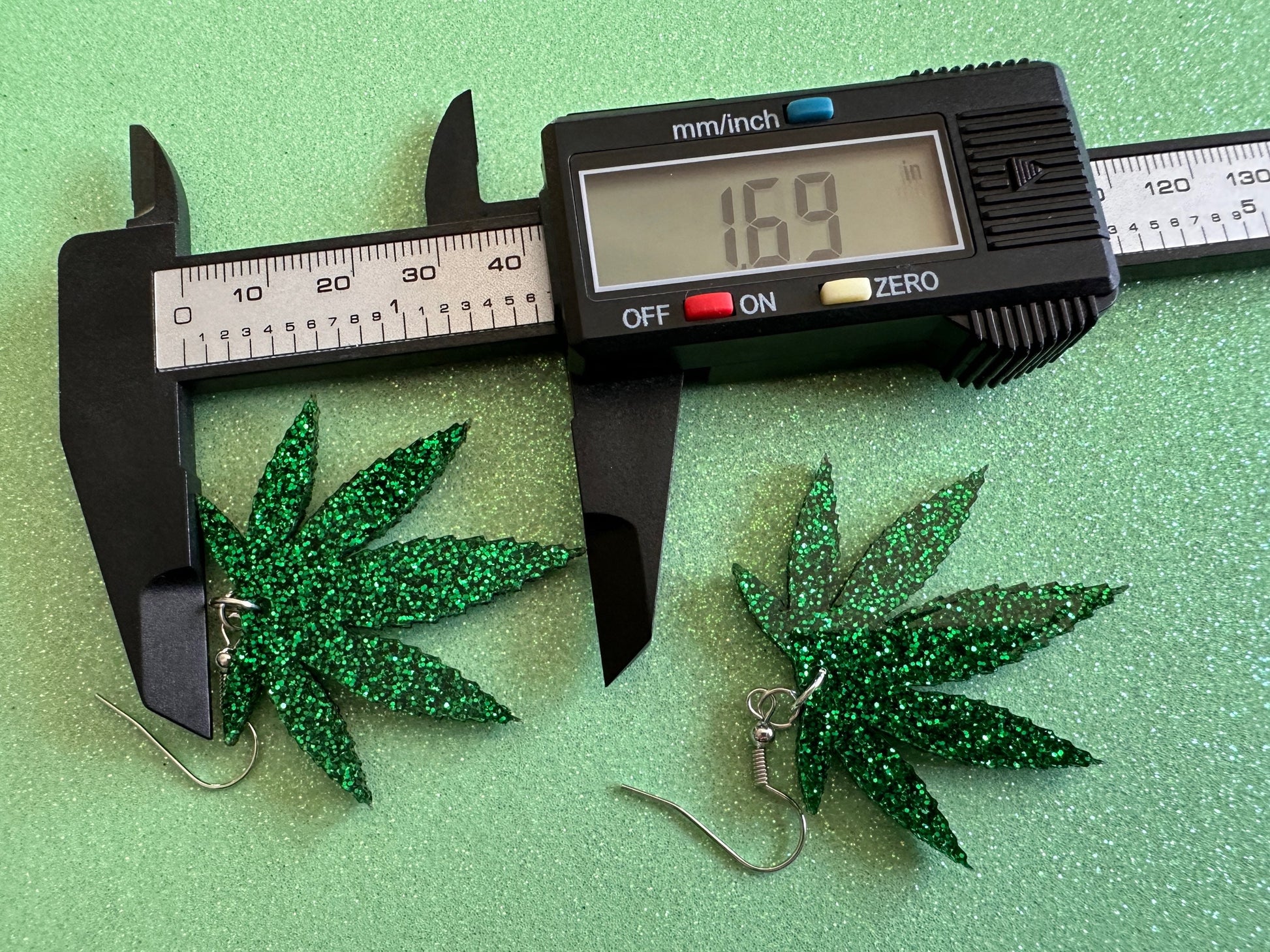 Glittery Leaf Earrings: Laser Cut Acrylic Leaves, Bud, Sparkly Green Earrings, Plants, 420, Pot, Best Gifts for Her/Him/Them