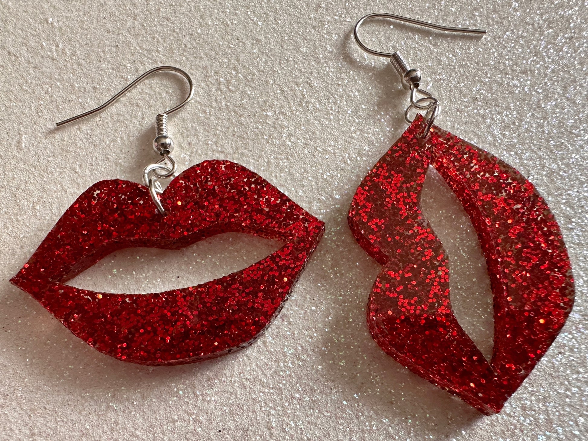 Glittery Lip Earrings: Laser Cut Acrylic Lips, Makeup, Girl, Woman, Love, Kiss, Valentines, Anniversary, Best Gifts for Her/Him/Them