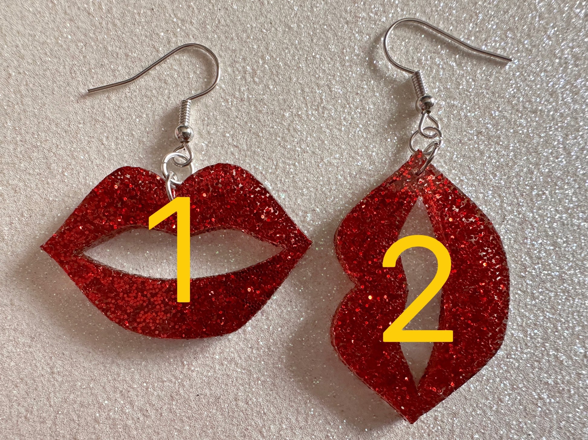 Glittery Lip Earrings: Laser Cut Acrylic Lips, Makeup, Girl, Woman, Love, Kiss, Valentines, Anniversary, Best Gifts for Her/Him/Them