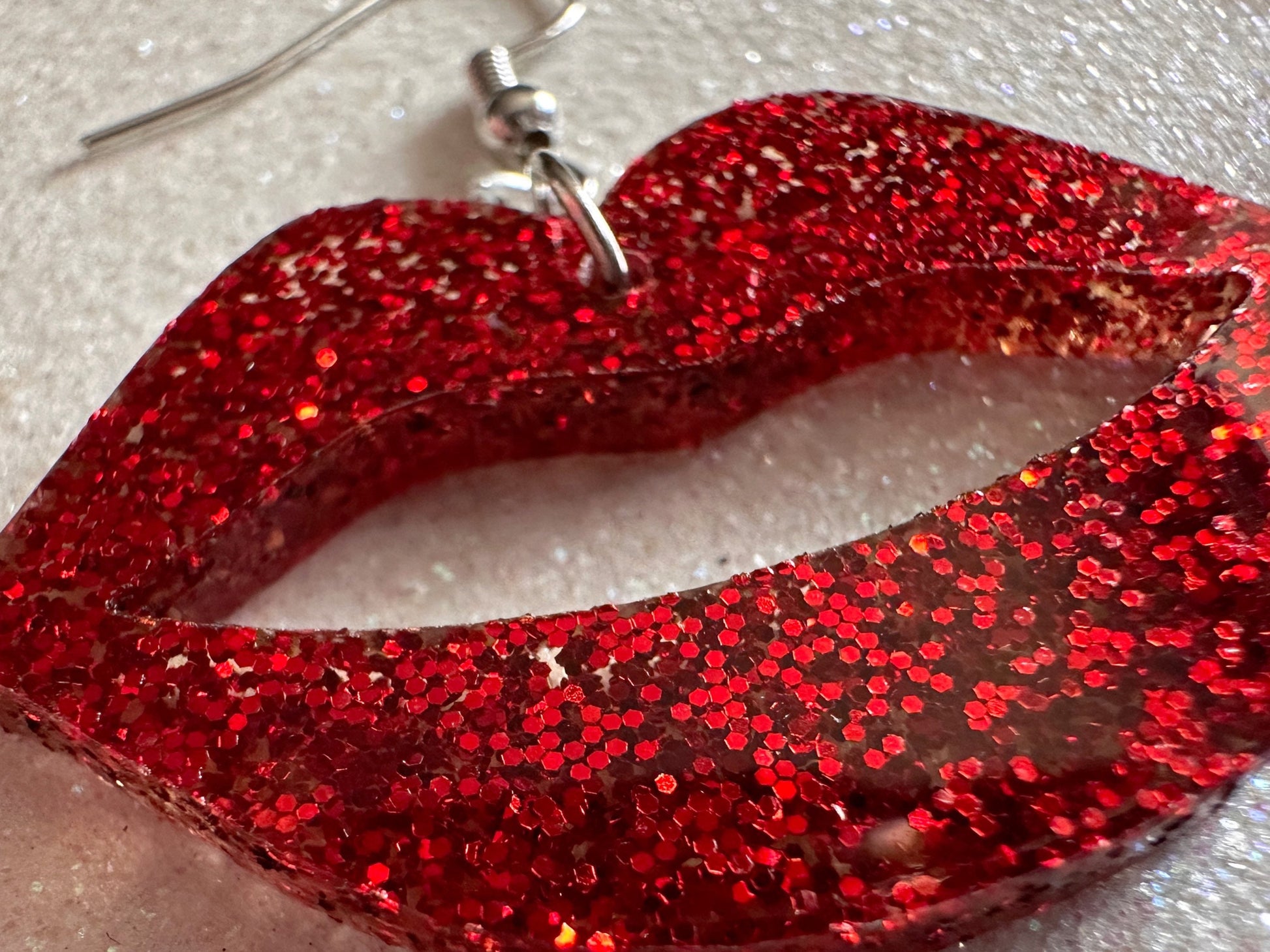 Glittery Lip Earrings: Laser Cut Acrylic Lips, Makeup, Girl, Woman, Love, Kiss, Valentines, Anniversary, Best Gifts for Her/Him/Them