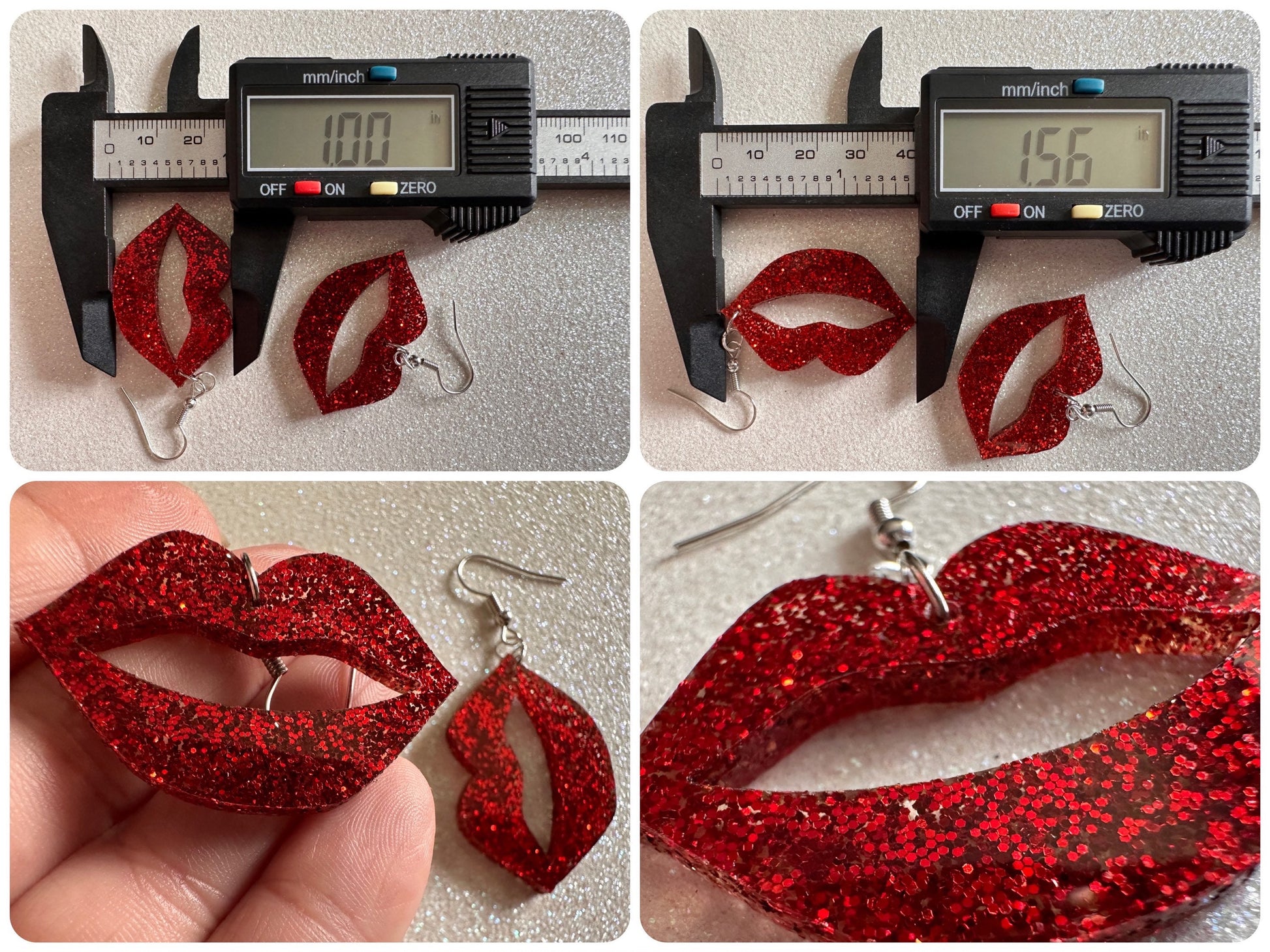 Glittery Lip Earrings: Laser Cut Acrylic Lips, Makeup, Girl, Woman, Love, Kiss, Valentines, Anniversary, Best Gifts for Her/Him/Them