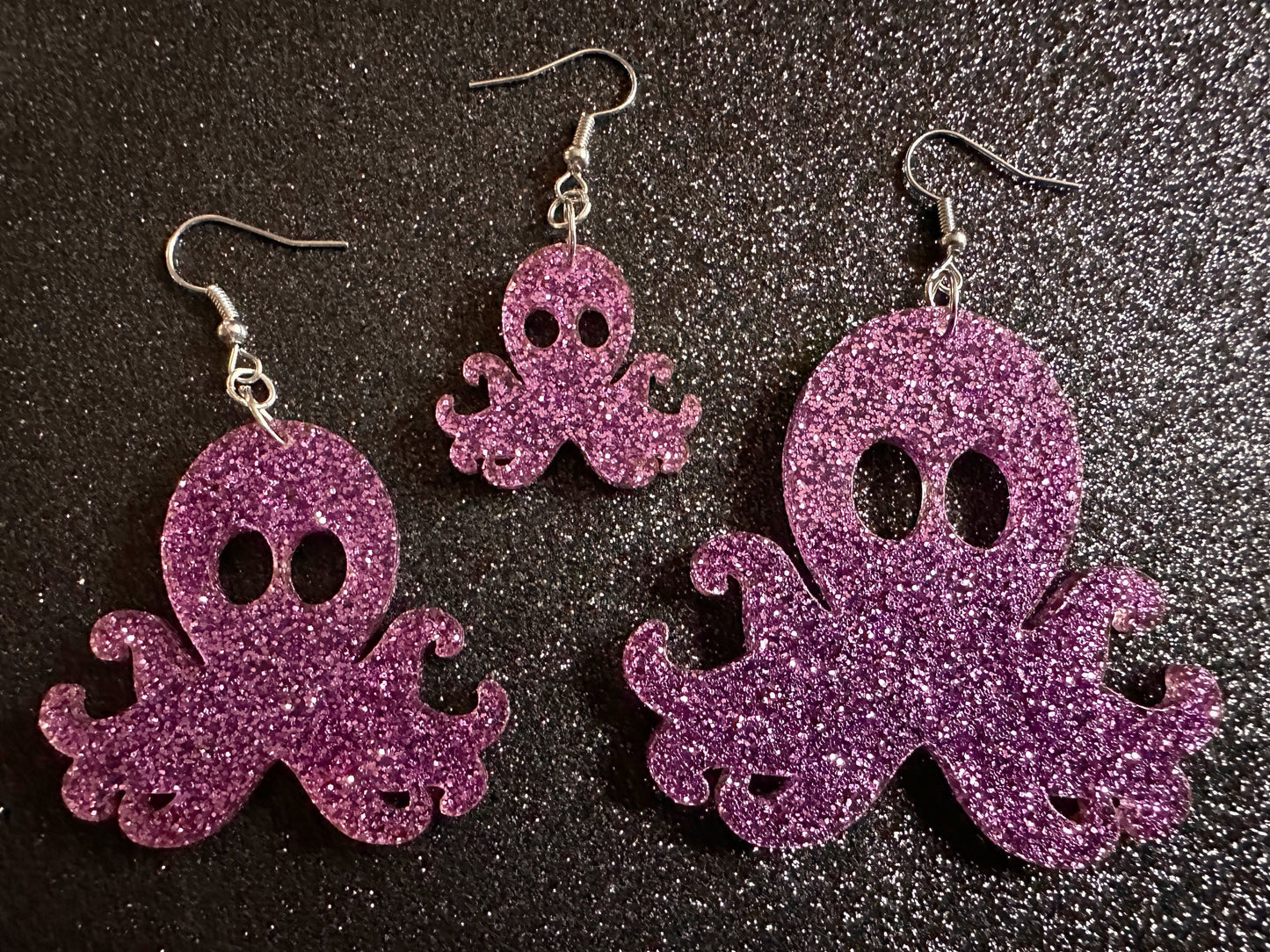 Glittery Octopus Earrings: Laser Cut Acrylic Octopuses, Cephalopods, Ocean Animals, Fish, Sea Creatures, Aquatic, Gifts for Her/Him/Them