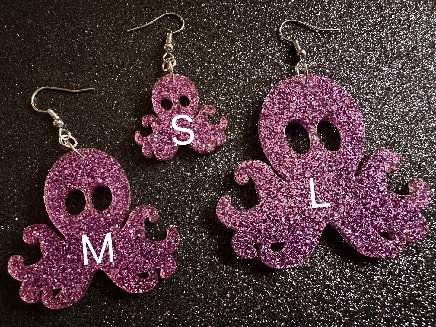 Glittery Octopus Earrings: Laser Cut Acrylic Octopuses, Cephalopods, Ocean Animals, Fish, Sea Creatures, Aquatic, Gifts for Her/Him/Them