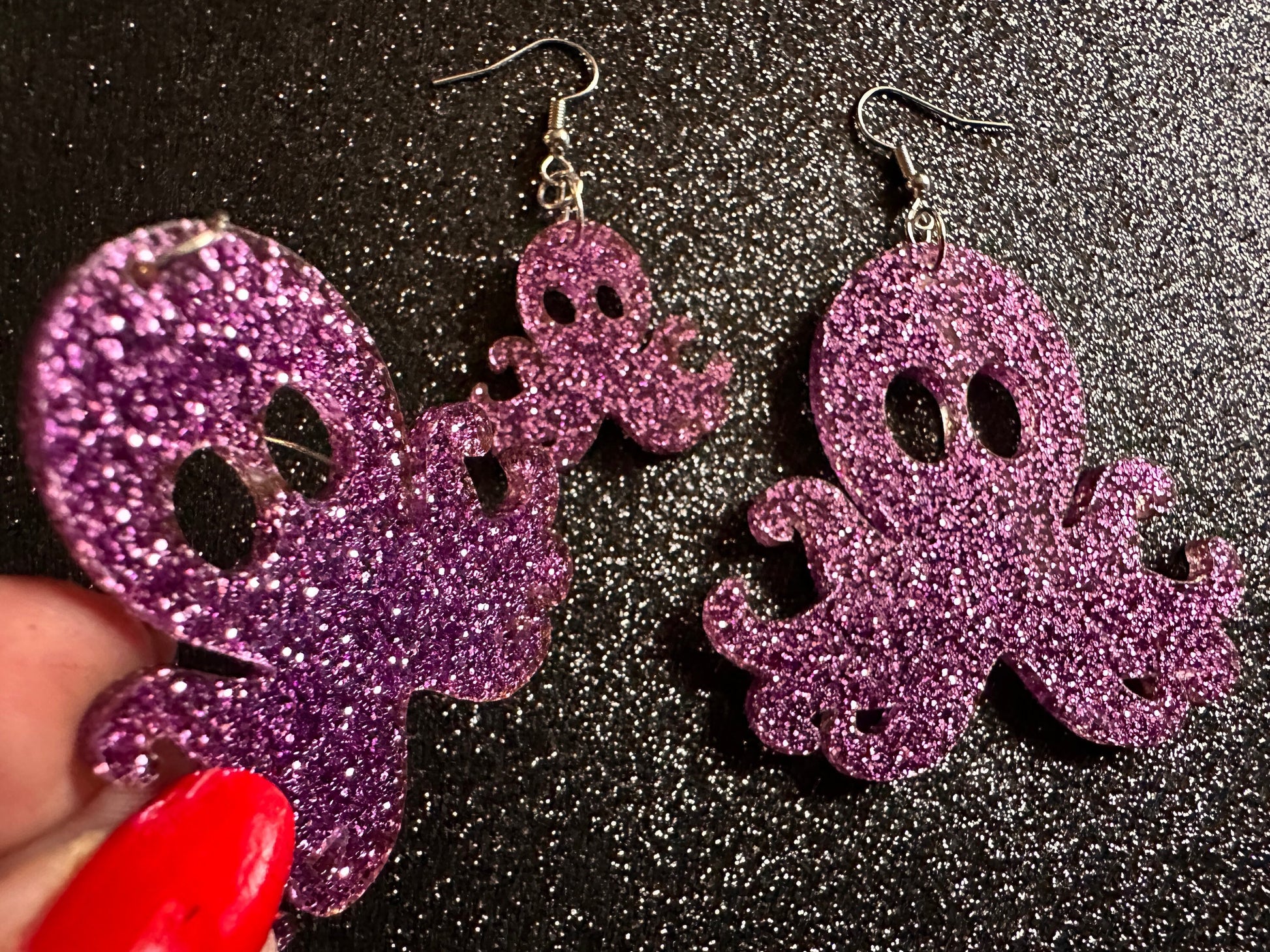 Glittery Octopus Earrings: Laser Cut Acrylic Octopuses, Cephalopods, Ocean Animals, Fish, Sea Creatures, Aquatic, Gifts for Her/Him/Them