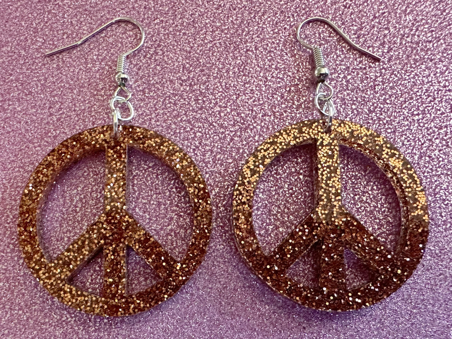 Glittery Peace Sign Earrings: Laser Cut Acrylic Peace Signs, Hippie, Hipster, 80s, Happiness, Happy, Best Gifts for Her/Him/Them