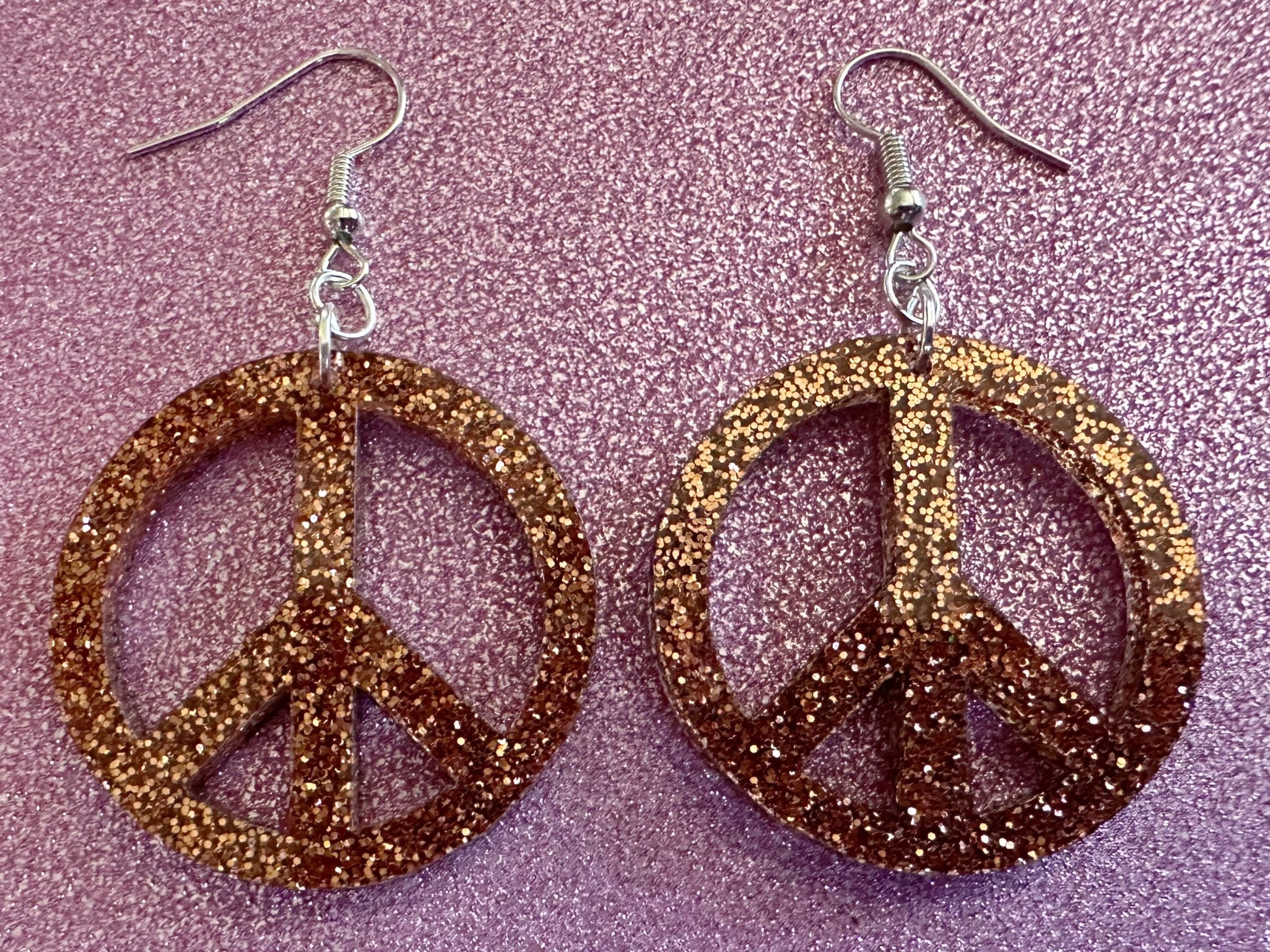 Glittery Peace Sign Earrings: Laser Cut Acrylic Peace Signs, Hippie, Hipster, 80s, Happiness, Happy, Best Gifts for Her/Him/Them