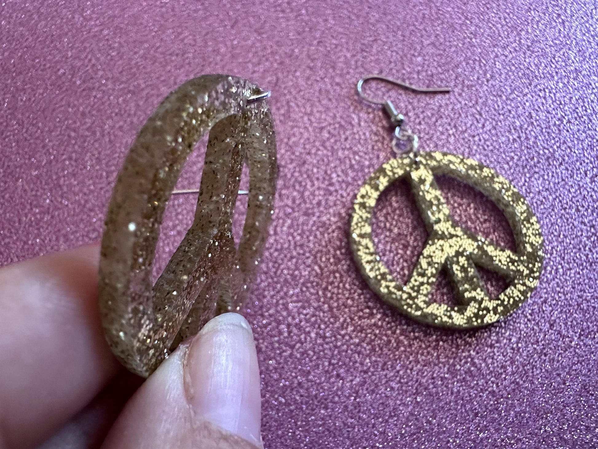 Glittery Peace Sign Earrings: Laser Cut Acrylic Peace Signs, Hippie, Hipster, 80s, Happiness, Happy, Best Gifts for Her/Him/Them