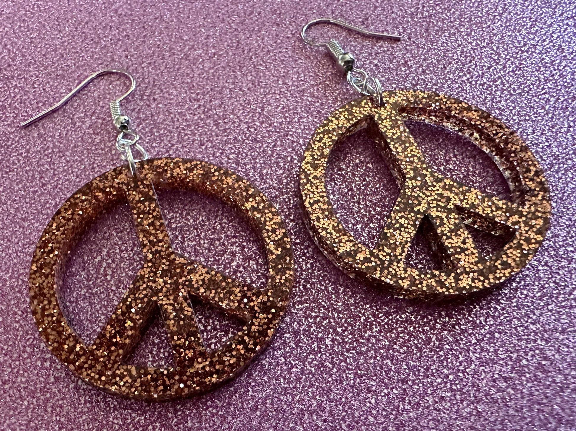 Glittery Peace Sign Earrings: Laser Cut Acrylic Peace Signs, Hippie, Hipster, 80s, Happiness, Happy, Best Gifts for Her/Him/Them