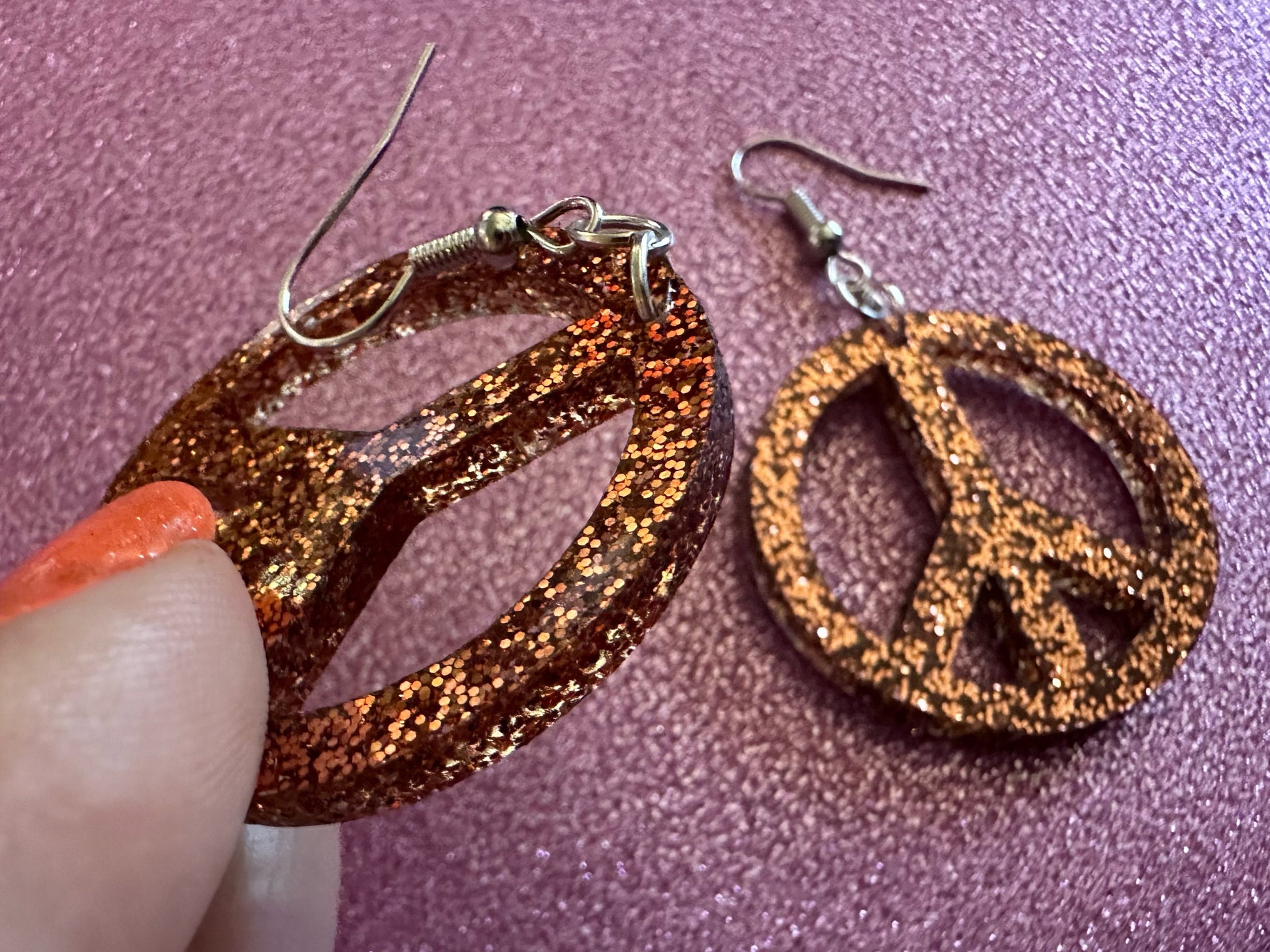 Glittery Peace Sign Earrings: Laser Cut Acrylic Peace Signs, Hippie, Hipster, 80s, Happiness, Happy, Best Gifts for Her/Him/Them