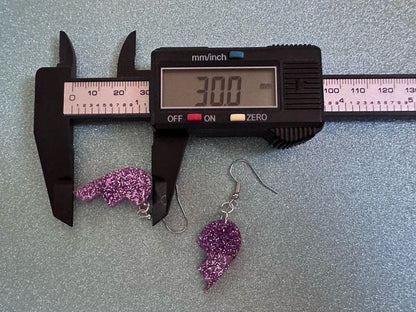 Glittery Purple Broken Heart Earrings: Fitting Heart Halves, Love, Heartbreak, Best Friends, Valentines, Best Gifts for Her/Him/Them