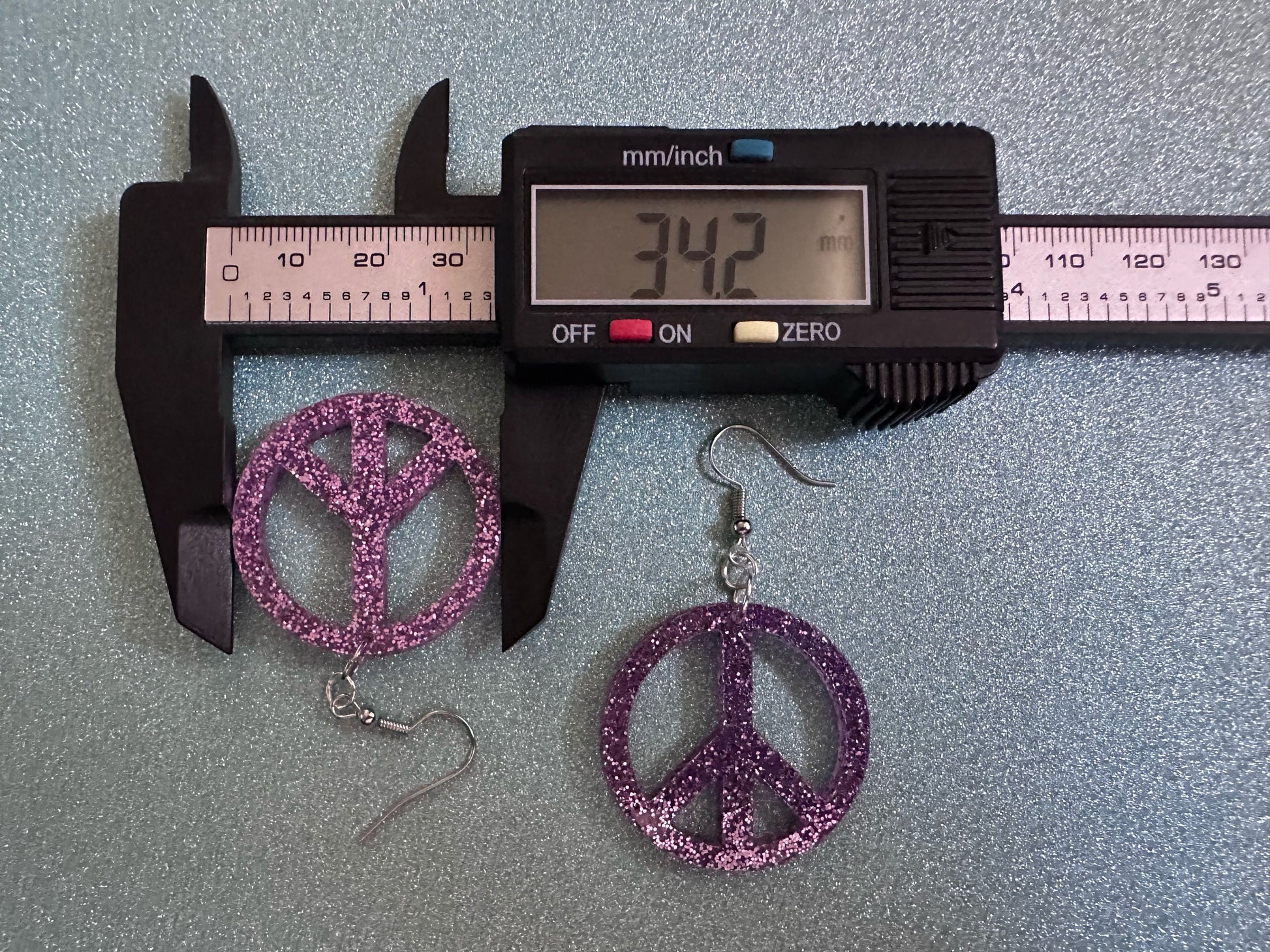 Glittery Purple Peace Sign Earrings: Laser Cut Acrylic Peace Signs, Hippie, Hipster, 80s, Happiness, Happy, Best Gifts for Her/Him/Them