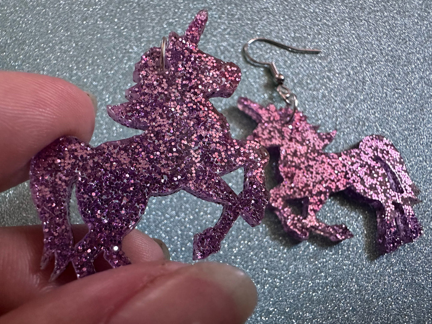 Glittery Purple Unicorn Earrings: Laser Cut Acrylic Unicorns, Animals, Magic, Magical Creature, Halloween, Best Gifts for Her/Him/Them