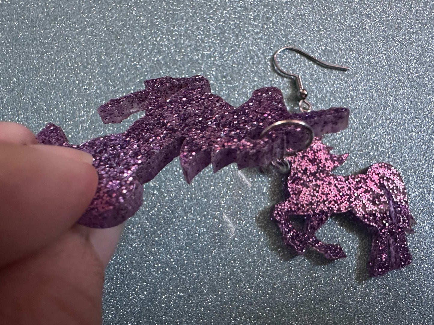 Glittery Purple Unicorn Earrings: Laser Cut Acrylic Unicorns, Animals, Magic, Magical Creature, Halloween, Best Gifts for Her/Him/Them