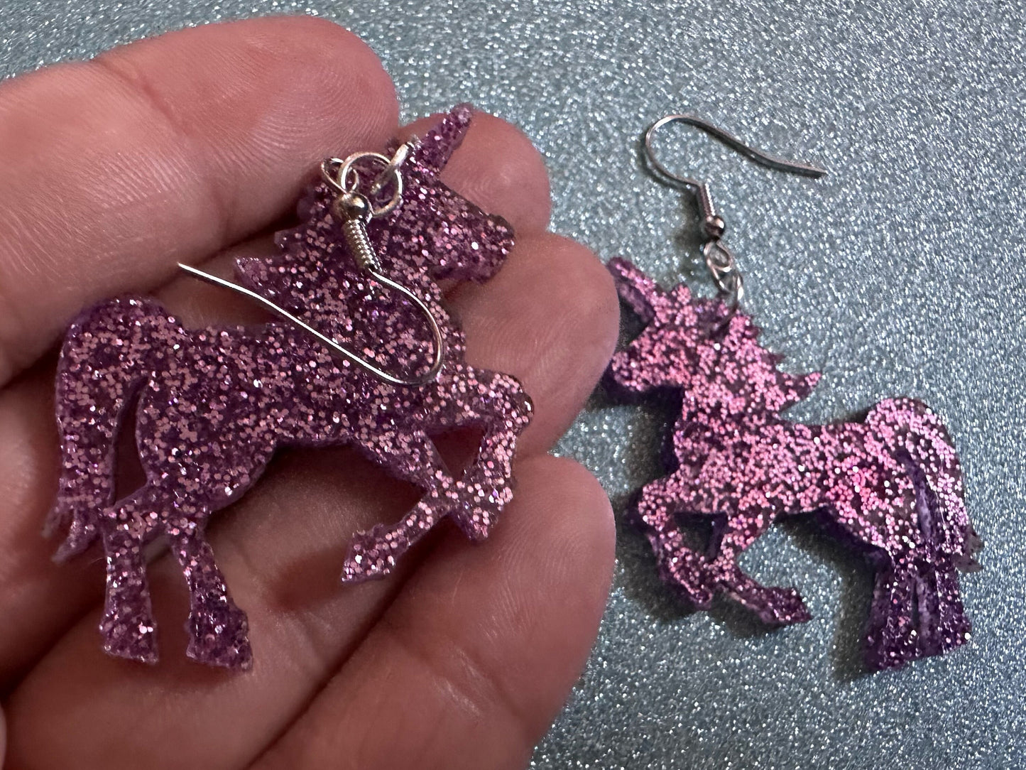 Glittery Purple Unicorn Earrings: Laser Cut Acrylic Unicorns, Animals, Magic, Magical Creature, Halloween, Best Gifts for Her/Him/Them