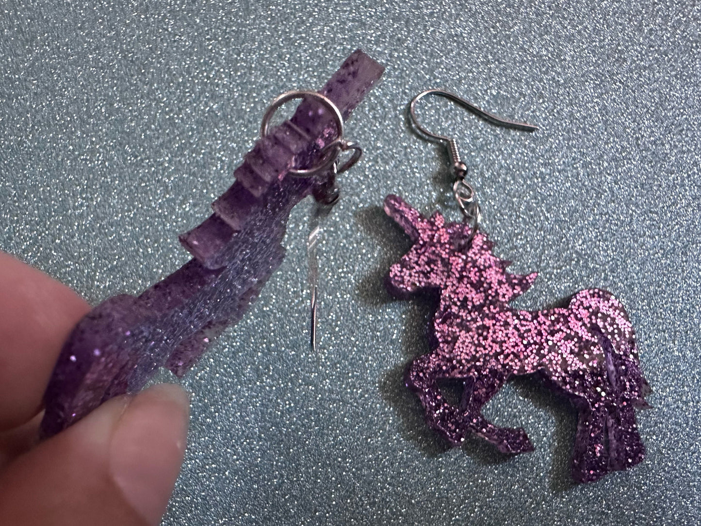Glittery Purple Unicorn Earrings: Laser Cut Acrylic Unicorns, Animals, Magic, Magical Creature, Halloween, Best Gifts for Her/Him/Them