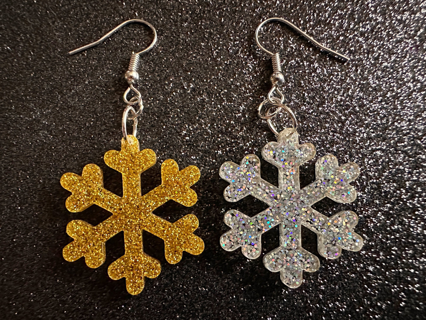 Glittery Snowflake Earrings: Laser Cut Acrylic Snowflakes, Purple Snow, Stormy Weather, Snowing, Snow Storm, Best Gifts for Her/Him/Them