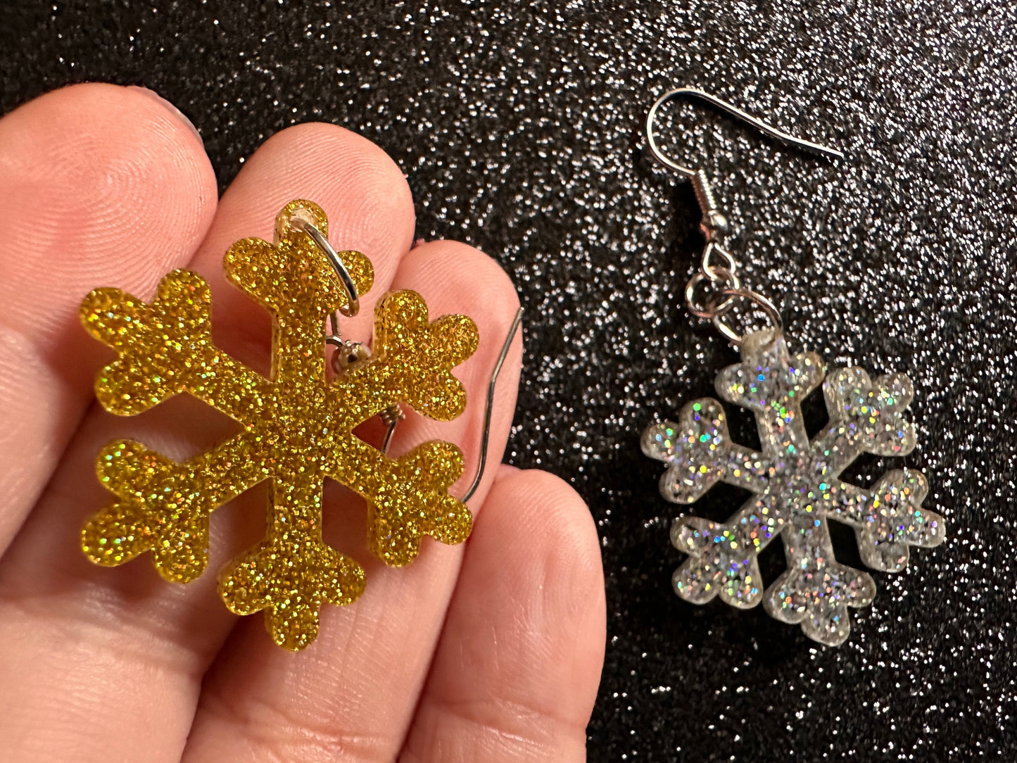 Glittery Snowflake Earrings: Laser Cut Acrylic Snowflakes, Purple Snow, Stormy Weather, Snowing, Snow Storm, Best Gifts for Her/Him/Them