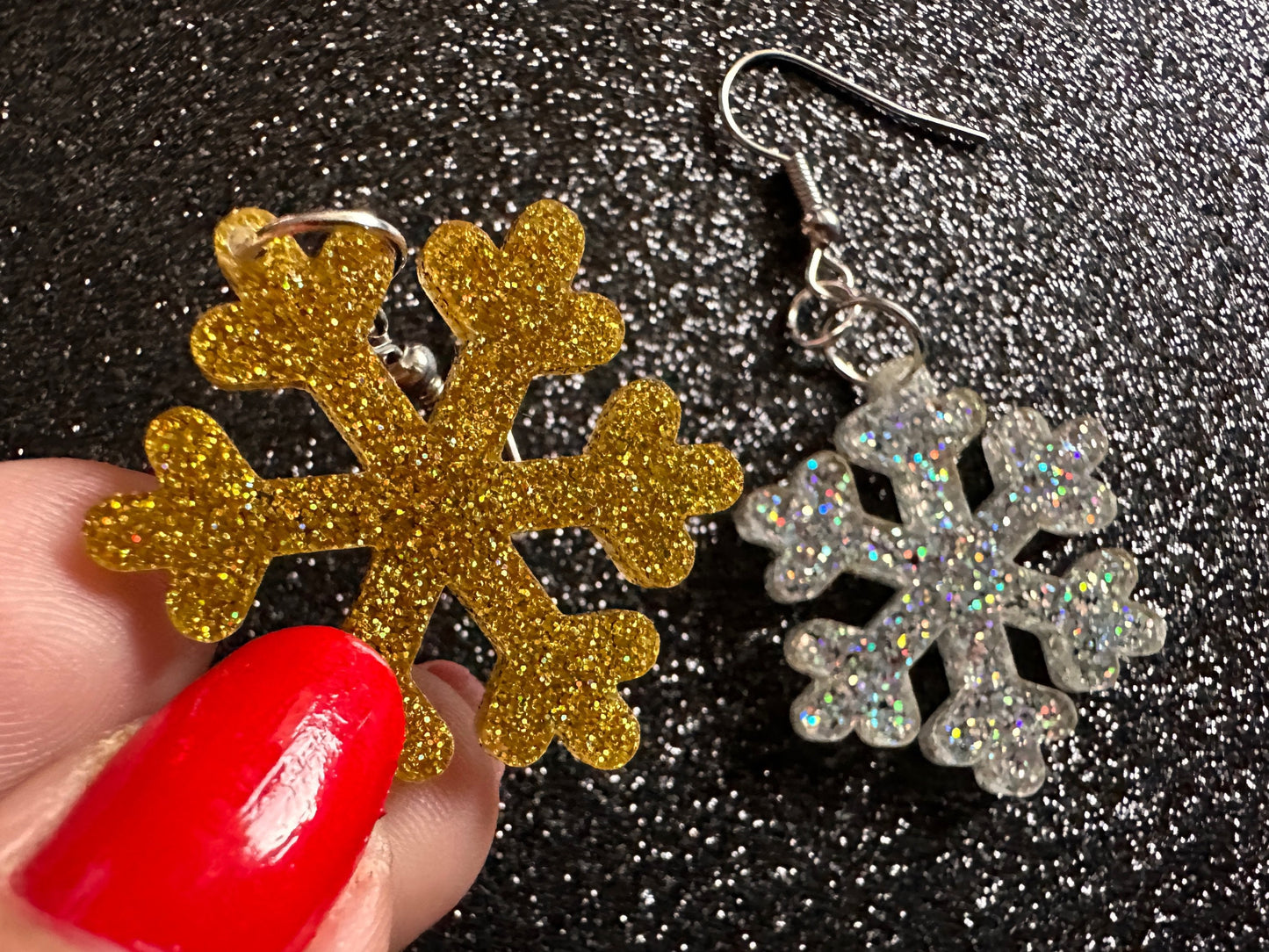 Glittery Snowflake Earrings: Laser Cut Acrylic Snowflakes, Purple Snow, Stormy Weather, Snowing, Snow Storm, Best Gifts for Her/Him/Them