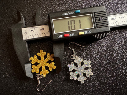 Glittery Snowflake Earrings: Laser Cut Acrylic Snowflakes, Purple Snow, Stormy Weather, Snowing, Snow Storm, Best Gifts for Her/Him/Them