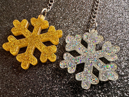 Glittery Snowflake Earrings: Laser Cut Acrylic Snowflakes, Purple Snow, Stormy Weather, Snowing, Snow Storm, Winter, Gifts for Her/Him/Them