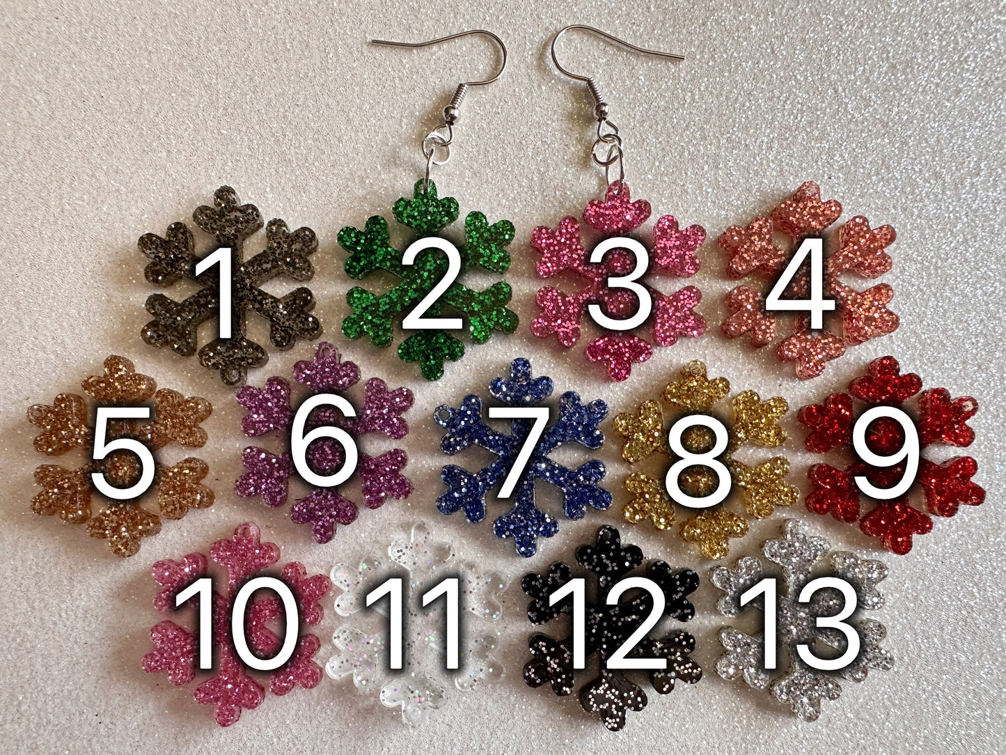 Glittery Snowflake Earrings: Laser Cut Acrylic Snowflakes, Purple Snow, Stormy Weather, Snowing, Snow Storm, Winter, Gifts for Her/Him/Them
