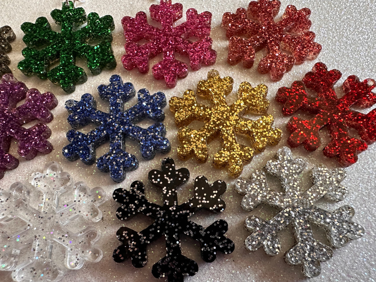 Glittery Snowflake Earrings: Laser Cut Acrylic Snowflakes, Purple Snow, Stormy Weather, Snowing, Snow Storm, Winter, Gifts for Her/Him/Them