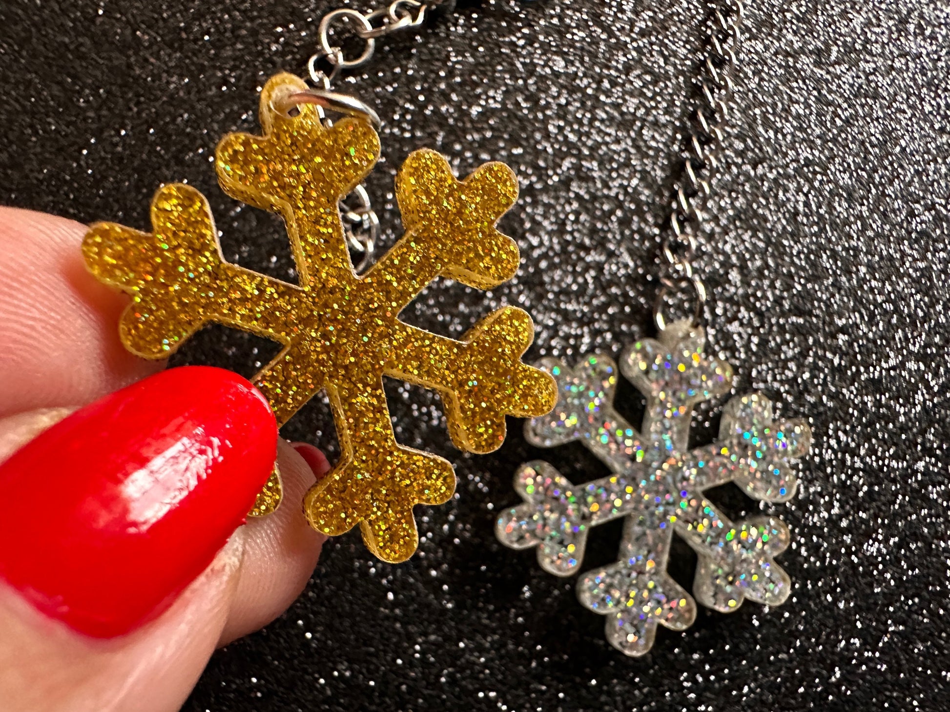 Glittery Snowflake Earrings: Laser Cut Acrylic Snowflakes, Purple Snow, Stormy Weather, Snowing, Snow Storm, Winter, Gifts for Her/Him/Them