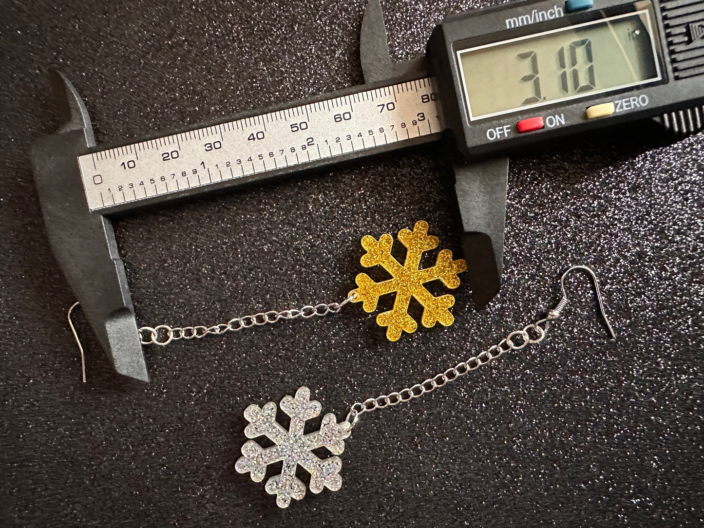 Glittery Snowflake Earrings: Laser Cut Acrylic Snowflakes, Purple Snow, Stormy Weather, Snowing, Snow Storm, Winter, Gifts for Her/Him/Them