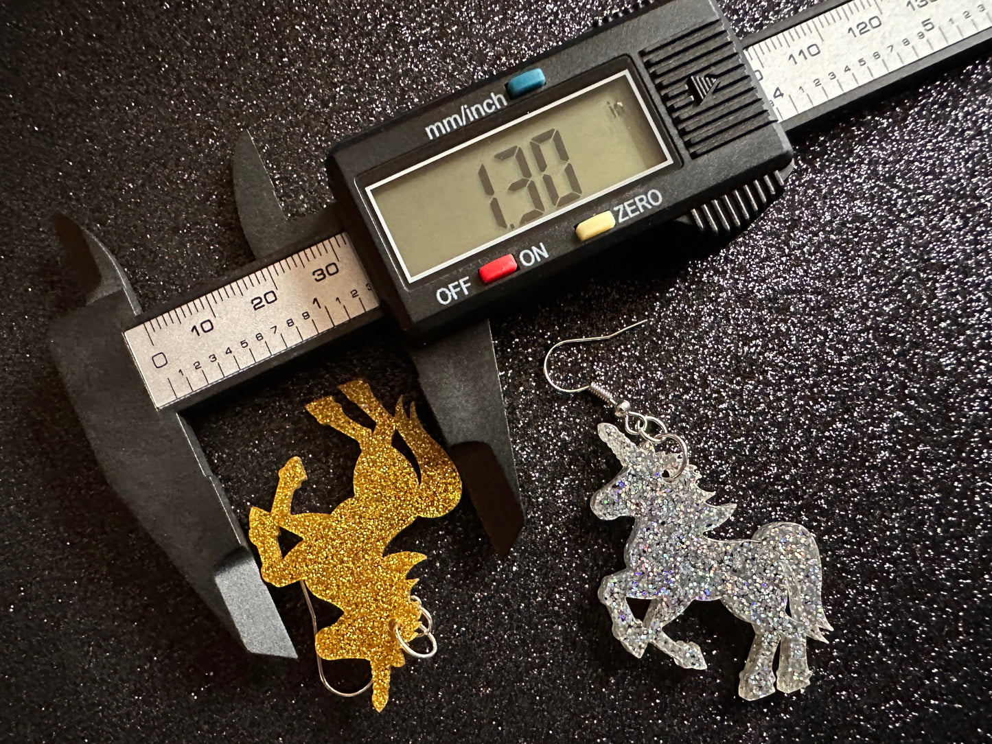 Glittery Unicorn Earrings: Laser Cut Acrylic Unicorns, Animals, Magic, Magical Creature, Halloween, Gifts for Her/Him/Them