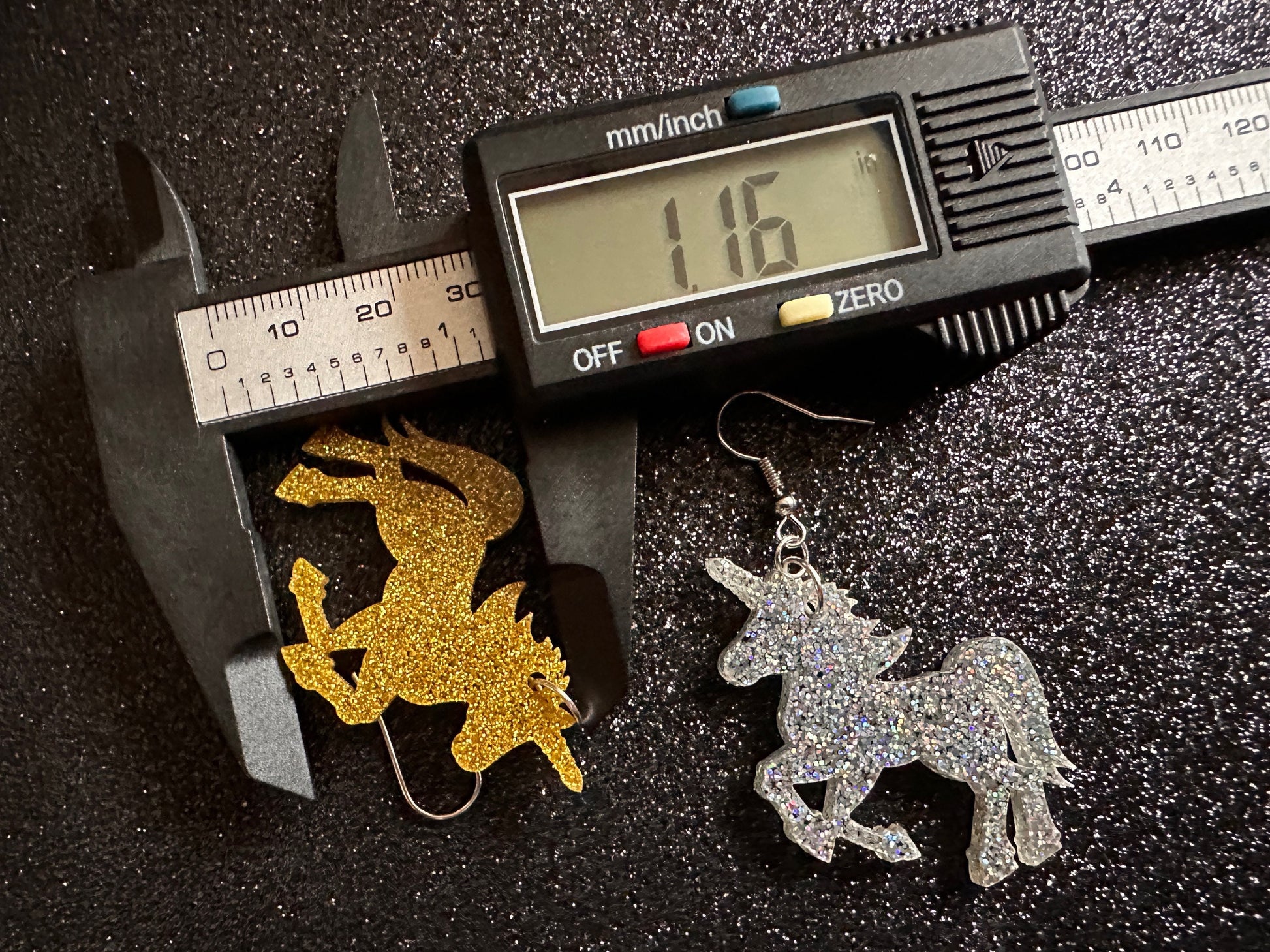 Glittery Unicorn Earrings: Laser Cut Acrylic Unicorns, Animals, Magic, Magical Creature, Halloween, Gifts for Her/Him/Them