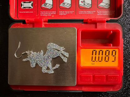 Glittery Unicorn Earrings: Laser Cut Acrylic Unicorns, Animals, Magic, Magical Creature, Halloween, Gifts for Her/Him/Them