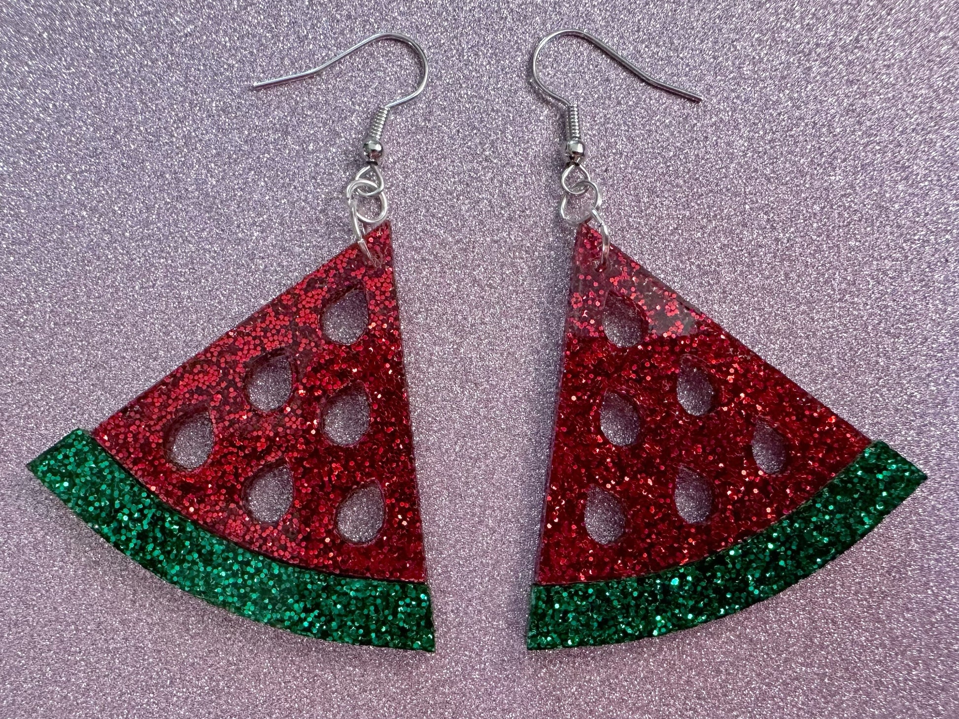 Glittery Watermelon Earrings: Laser Cut Acrylic Watermelons, Fruit, Summer Vibes, Food Earrings, Green Earrings, Best Gifts for Her/Him/Them