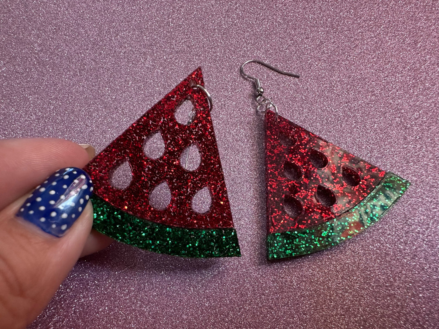 Glittery Watermelon Earrings: Laser Cut Acrylic Watermelons, Fruit, Summer Vibes, Food Earrings, Green Earrings, Best Gifts for Her/Him/Them