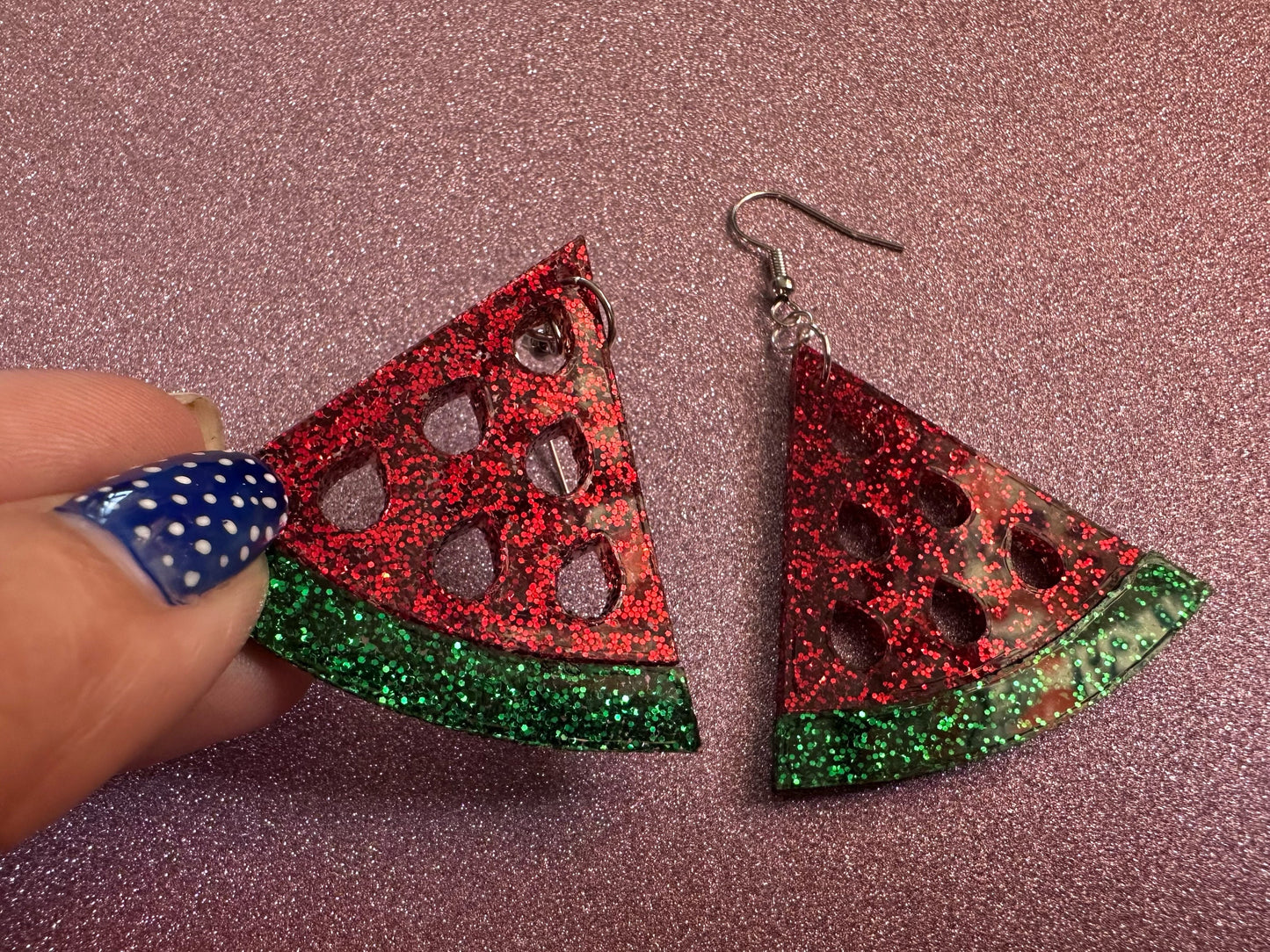 Glittery Watermelon Earrings: Laser Cut Acrylic Watermelons, Fruit, Summer Vibes, Food Earrings, Green Earrings, Best Gifts for Her/Him/Them