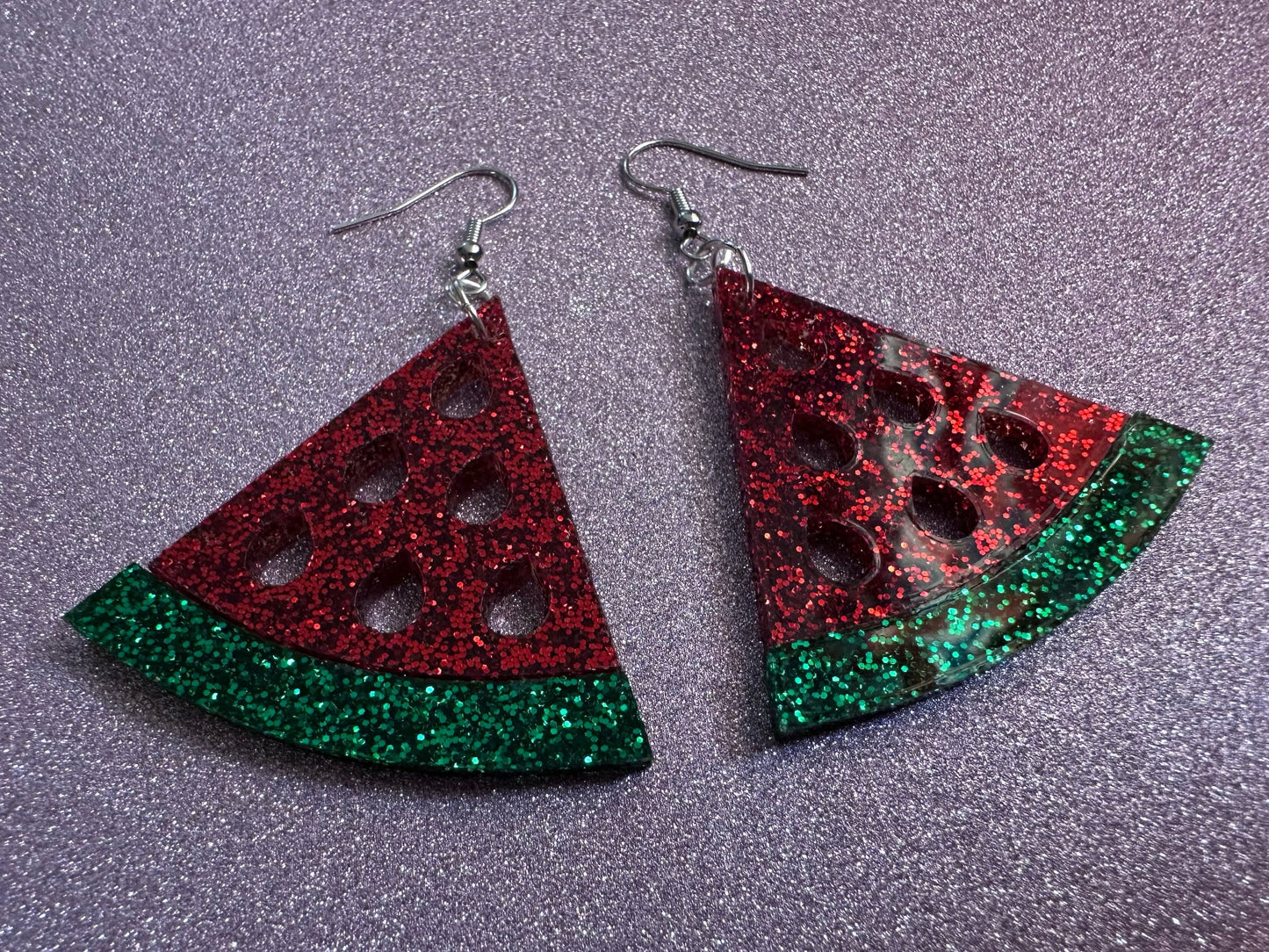 Glittery Watermelon Earrings: Laser Cut Acrylic Watermelons, Fruit, Summer Vibes, Food Earrings, Green Earrings, Best Gifts for Her/Him/Them