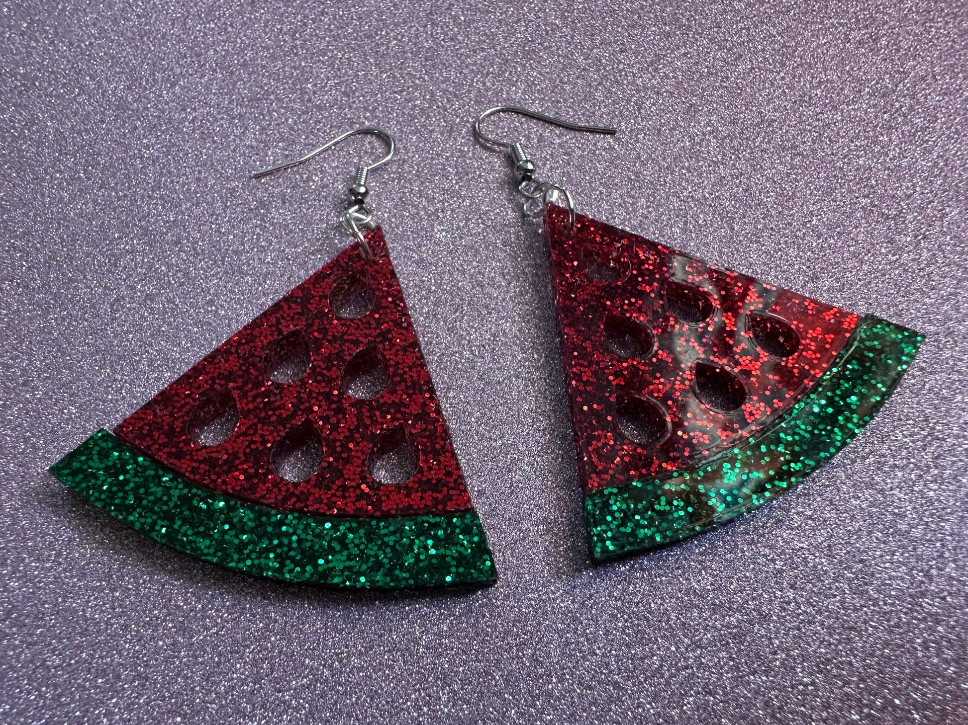 Glittery Watermelon Earrings: Laser Cut Acrylic Watermelons, Fruit, Summer Vibes, Food Earrings, Green Earrings, Best Gifts for Her/Him/Them