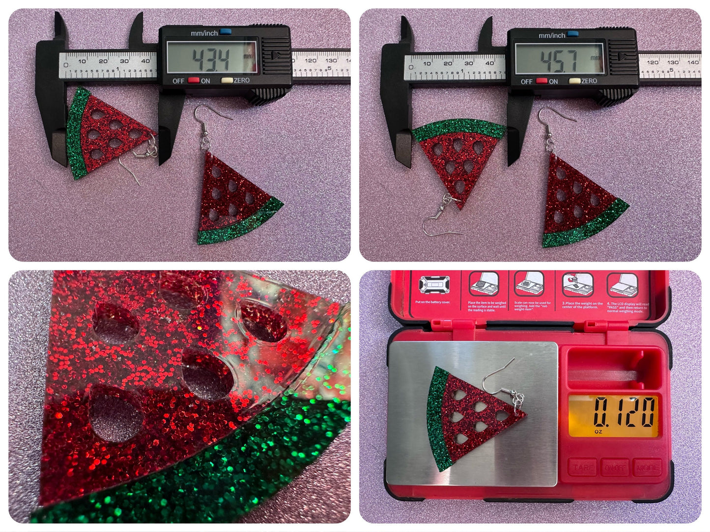 Glittery Watermelon Earrings: Laser Cut Acrylic Watermelons, Fruit, Summer Vibes, Food Earrings, Green Earrings, Best Gifts for Her/Him/Them