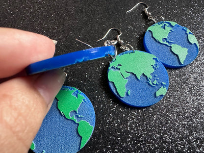 Globe Earrings: Laser Cut Acrylic Globes, Travel, World, Map, Atlas, Earth Day, Planet, Green, Environment Best Gifts for Her/Him/Them