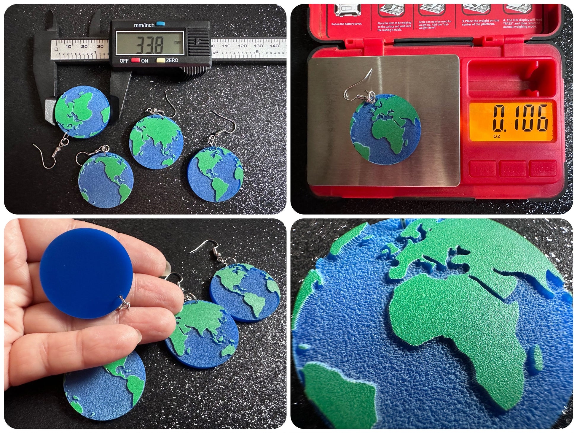 Globe Earrings: Laser Cut Acrylic Globes, Travel, World, Map, Atlas, Earth Day, Planet, Green, Environment Best Gifts for Her/Him/Them