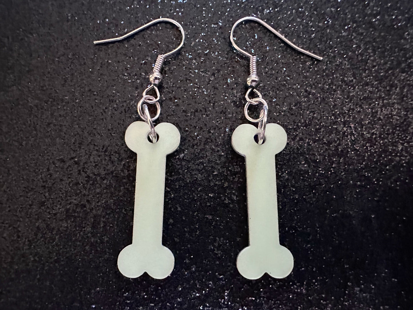 Glow in the Dark Bone Earrings: Laser Cut Acrylic Bones, Halloween, Cross Bones, Spooky, Scary, Dog Bone, Best Gifts for Her/Him/Them