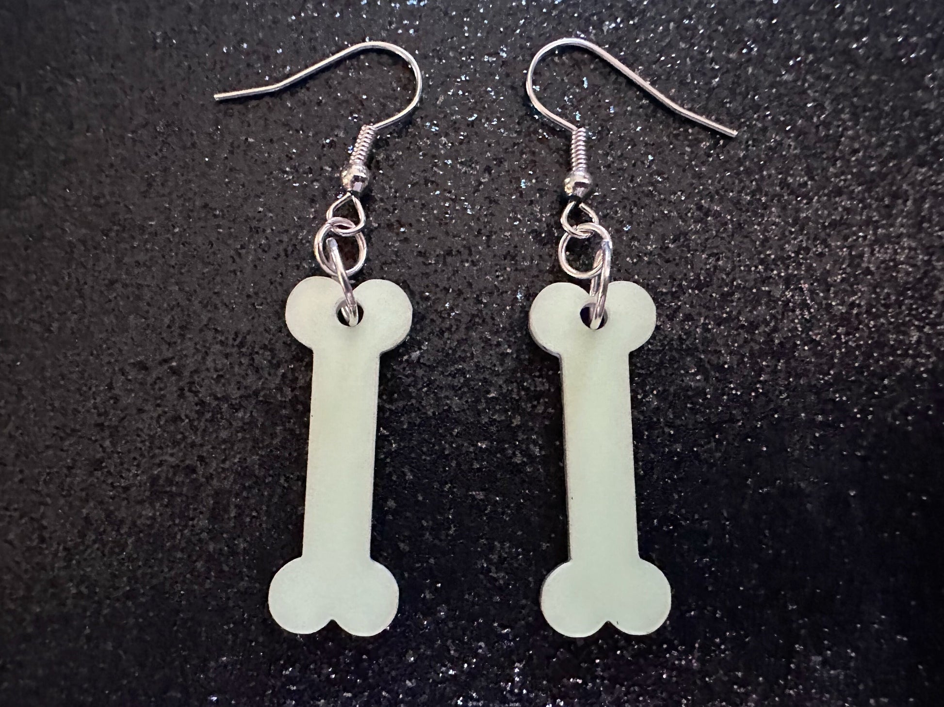 Glow in the Dark Bone Earrings: Laser Cut Acrylic Bones, Halloween, Cross Bones, Spooky, Scary, Dog Bone, Best Gifts for Her/Him/Them